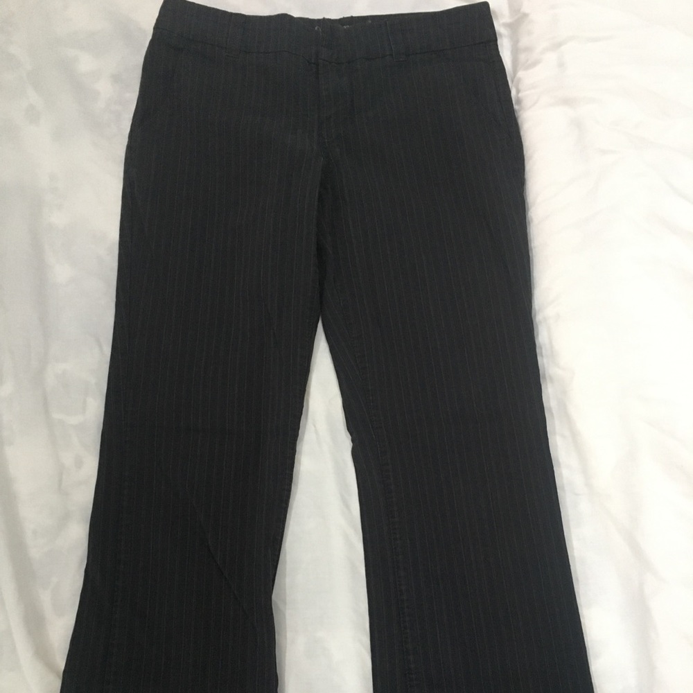 Black pinstripe trousers